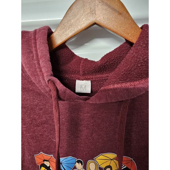 Friends TV Show Graphic Cartoon Hooded Sweatshirt | Maroon | Unisex | Size M - Picture 4 of 4